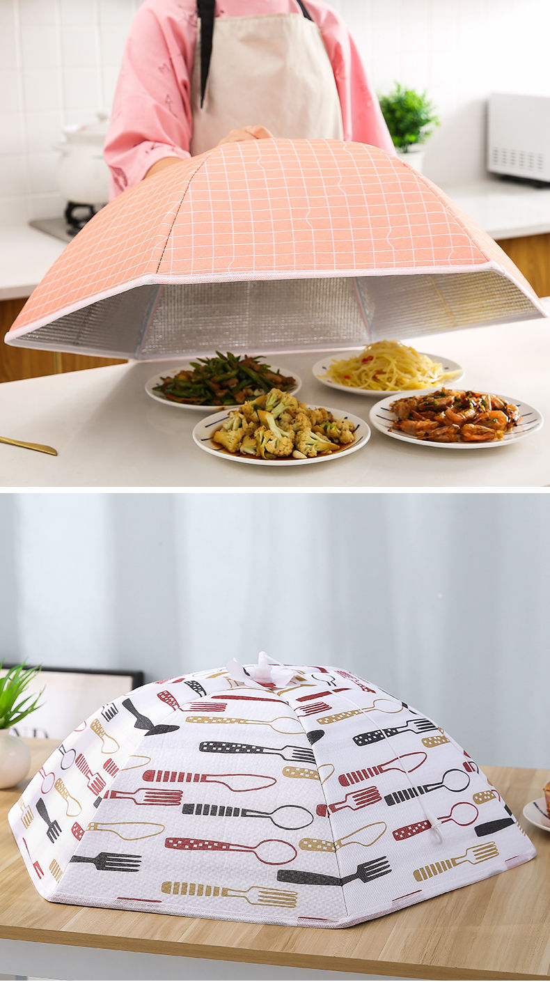 冬季防尘保温菜罩饭菜餐桌饭罩神器家用盖菜罩加热菜折叠加厚罩子