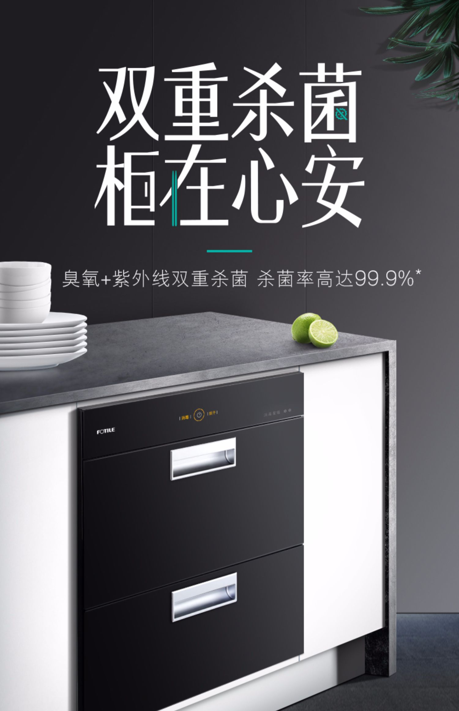 fotile/方太 消毒柜嵌入式家用厨房小型碗柜筷 黑色