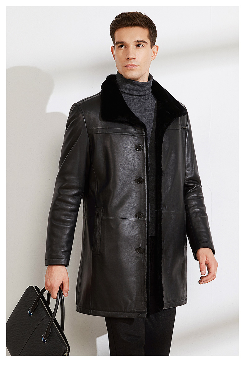 雪豹2019冬季新款绵羊皮皮毛二体羊毛加厚皮草夹克保暖外套