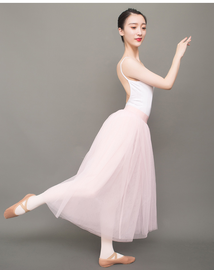 芭蕾舞半身裙纱裙教师网纱舞蹈裙白色中长款成人练功裙女软纱长裙f2