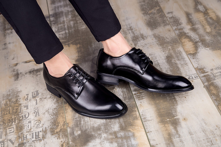 喻娄品牌英伦商务正装内增高新郎婚鞋真皮透气尖头皮鞋男士韩版休闲男