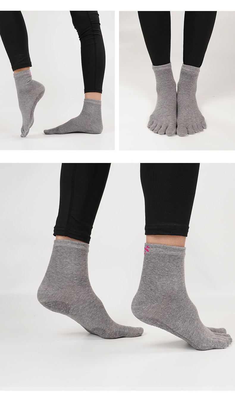 瑜伽袜子硅胶防滑专业女中短筒袜五指瑜珈袜冬季运动舞蹈袜 费琳