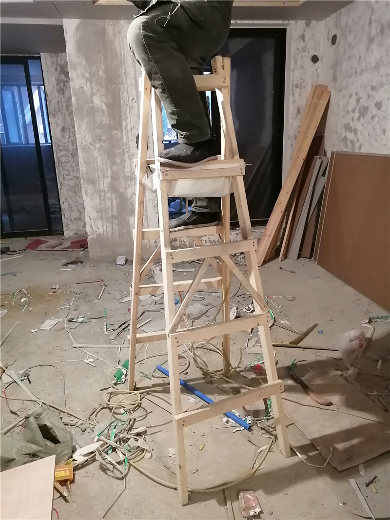 木梯子松木双侧梯子简易装修木头梯子实木登高人字梯子工程水电木梯