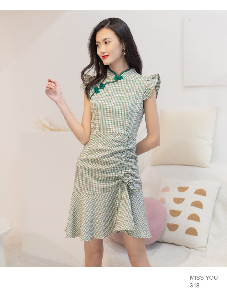 美丽衣橱改良版旗袍2021夏季新款连衣裙女知性小清新修身减龄