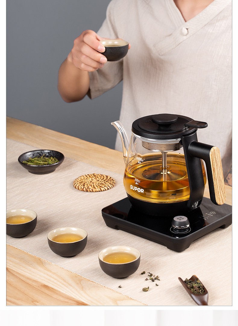 苏泊尔supor煮茶器煮茶壶迷你养生壶全自动茶具恒温保温玻璃壶蒸汽