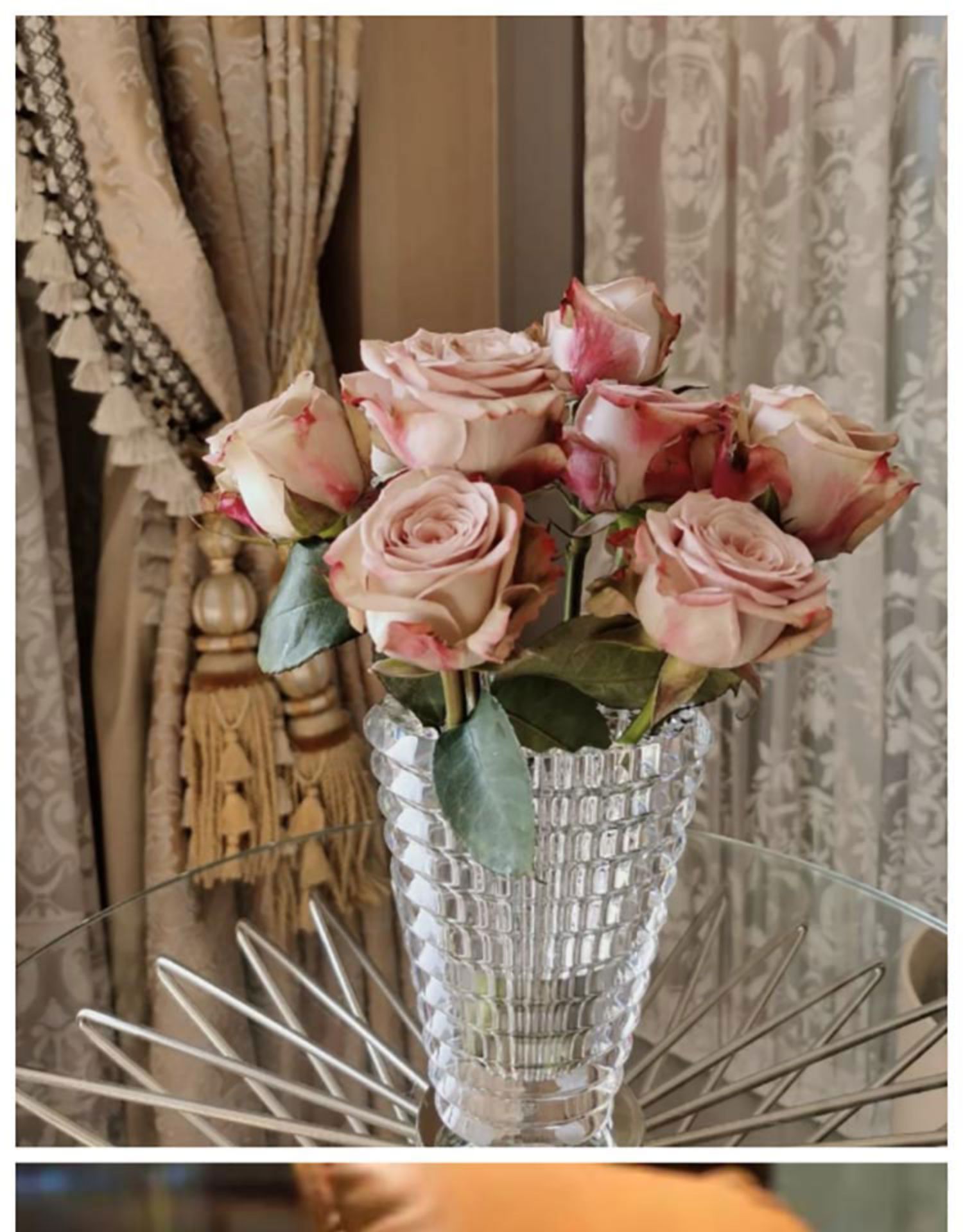 水晶花瓶璀璨烛台摆件装饰花瓶家居鲜花干花插花瓶巴卡水晶拉花瓶feng