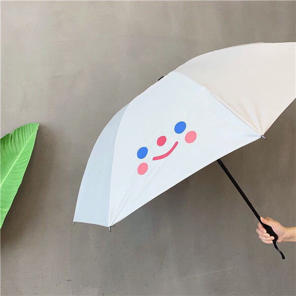 防紫外线太阳晒伞折叠少女心小巧便捷可爱雨伞简约笑脸ins晴雨伞