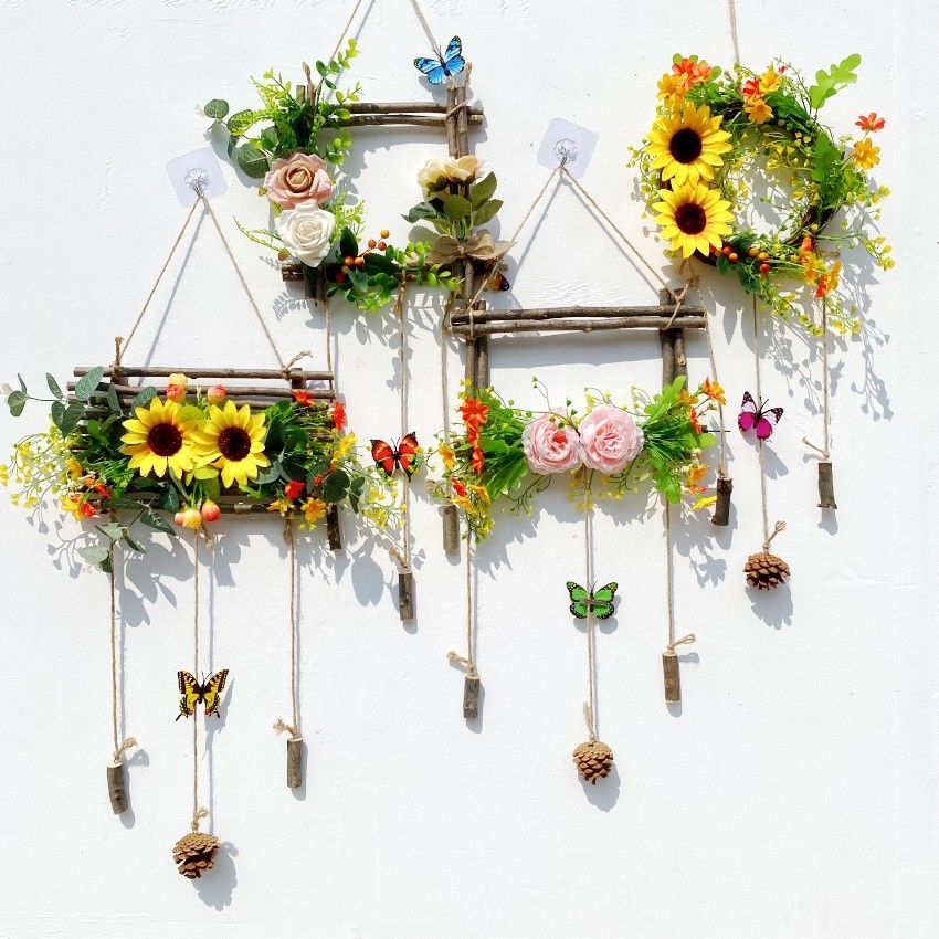 粉色木排花环装饰壁挂墙壁挂件墙上客厅挂墙房间墙饰