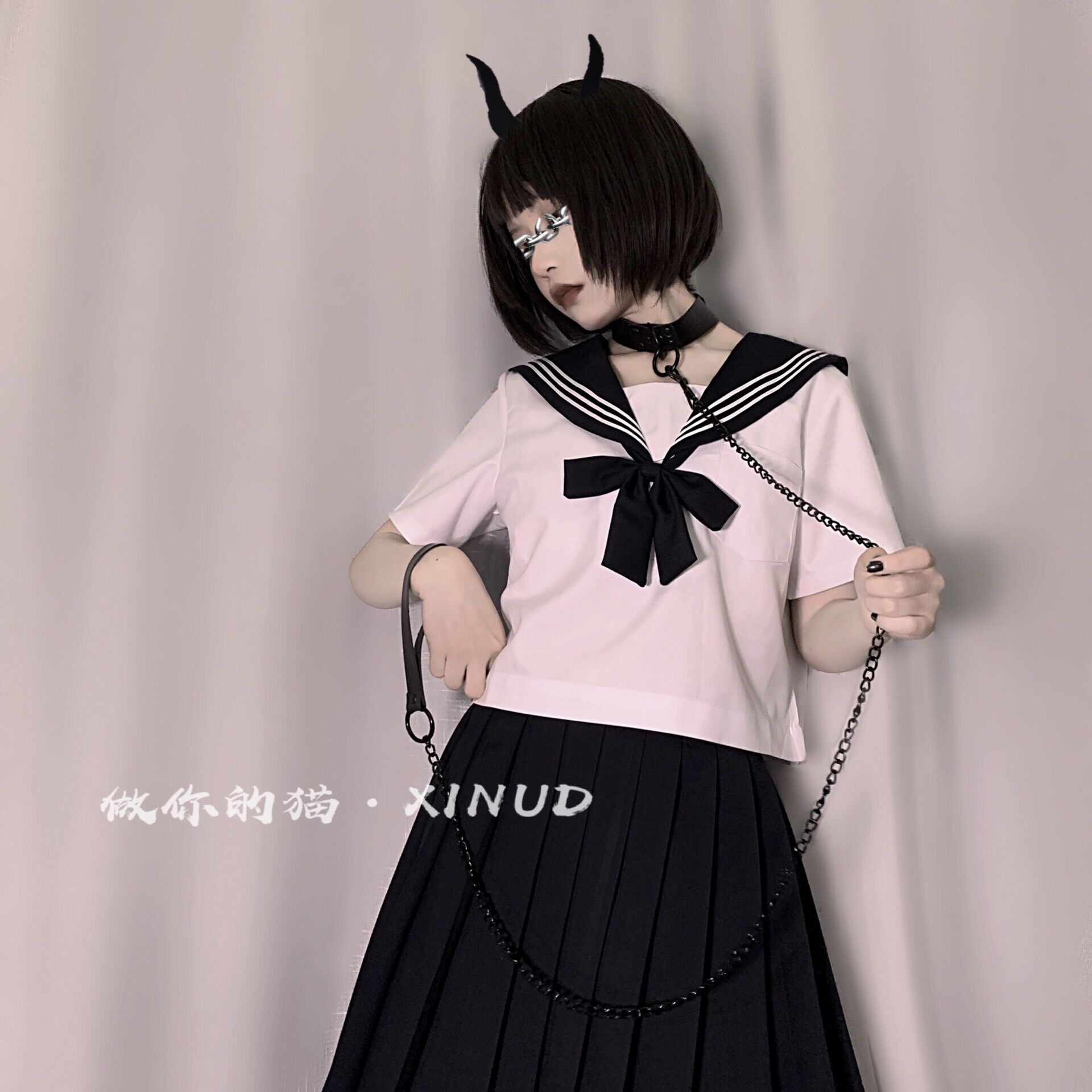 做你的猫:私房写真暗黑情侣款情趣项圈牵引绳铃铛性感私房诱惑