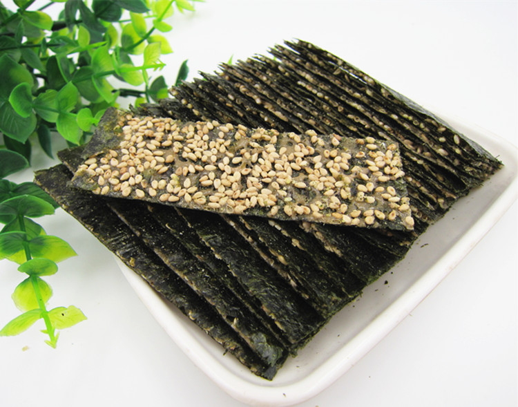 芝麻夹心海苔脆片切片即食原味烤海苔大片儿童宝宝孕妇食大片芝麻500g