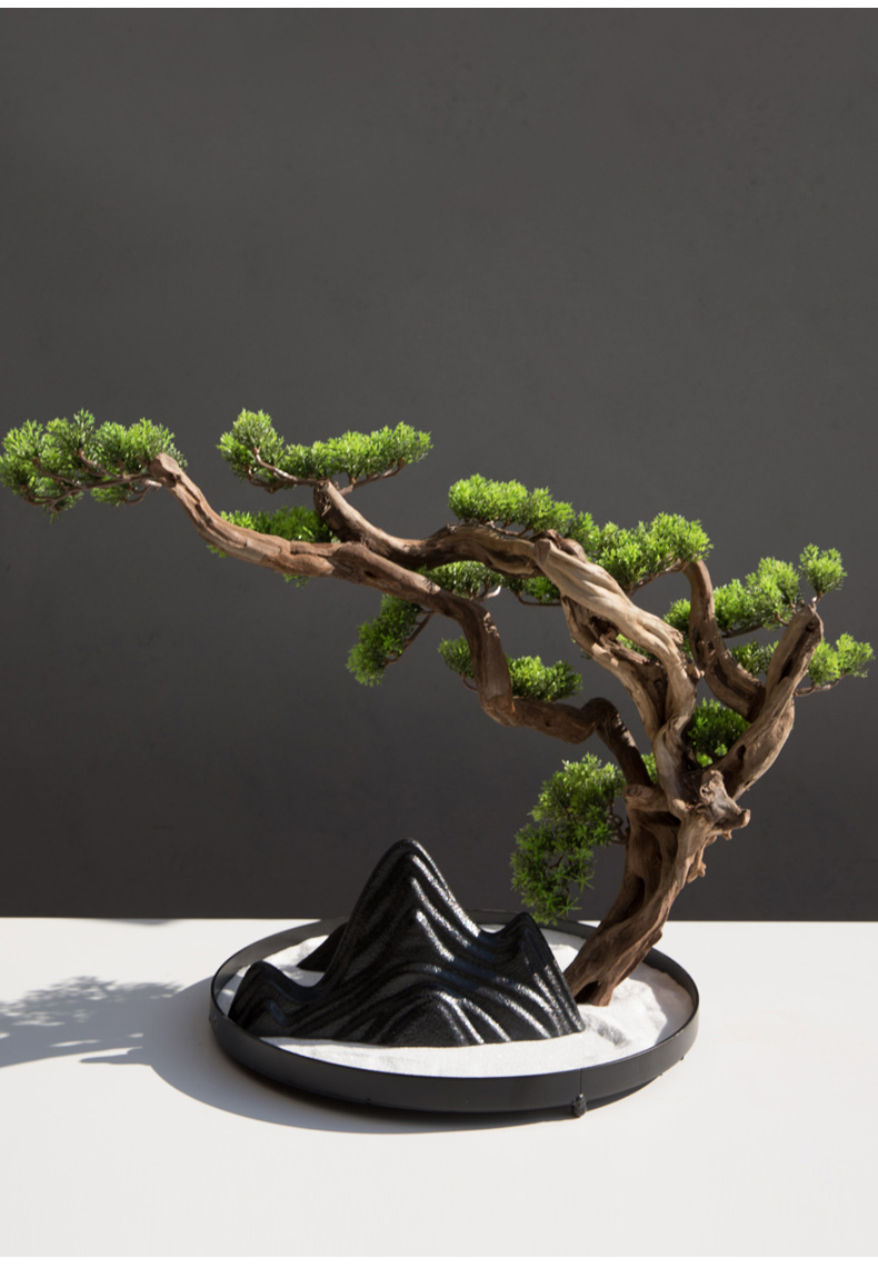 美帮汇仿真新中式迎客松盆景绿植客厅酒店家居玄关装饰品样板间软装