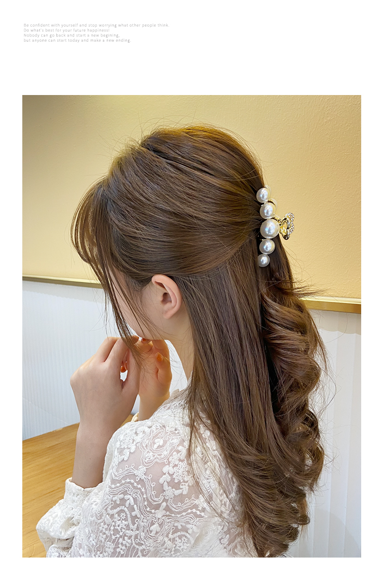 珍珠半扎发发夹头发夹子抓卡抓夹精致大号韩国优雅气质后脑勺头饰温文