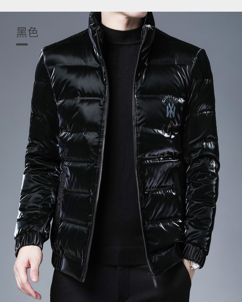 恒源祥男士羽绒服 恒源祥羽绒服男中年休闲立领亮皮防寒服冬季厚款