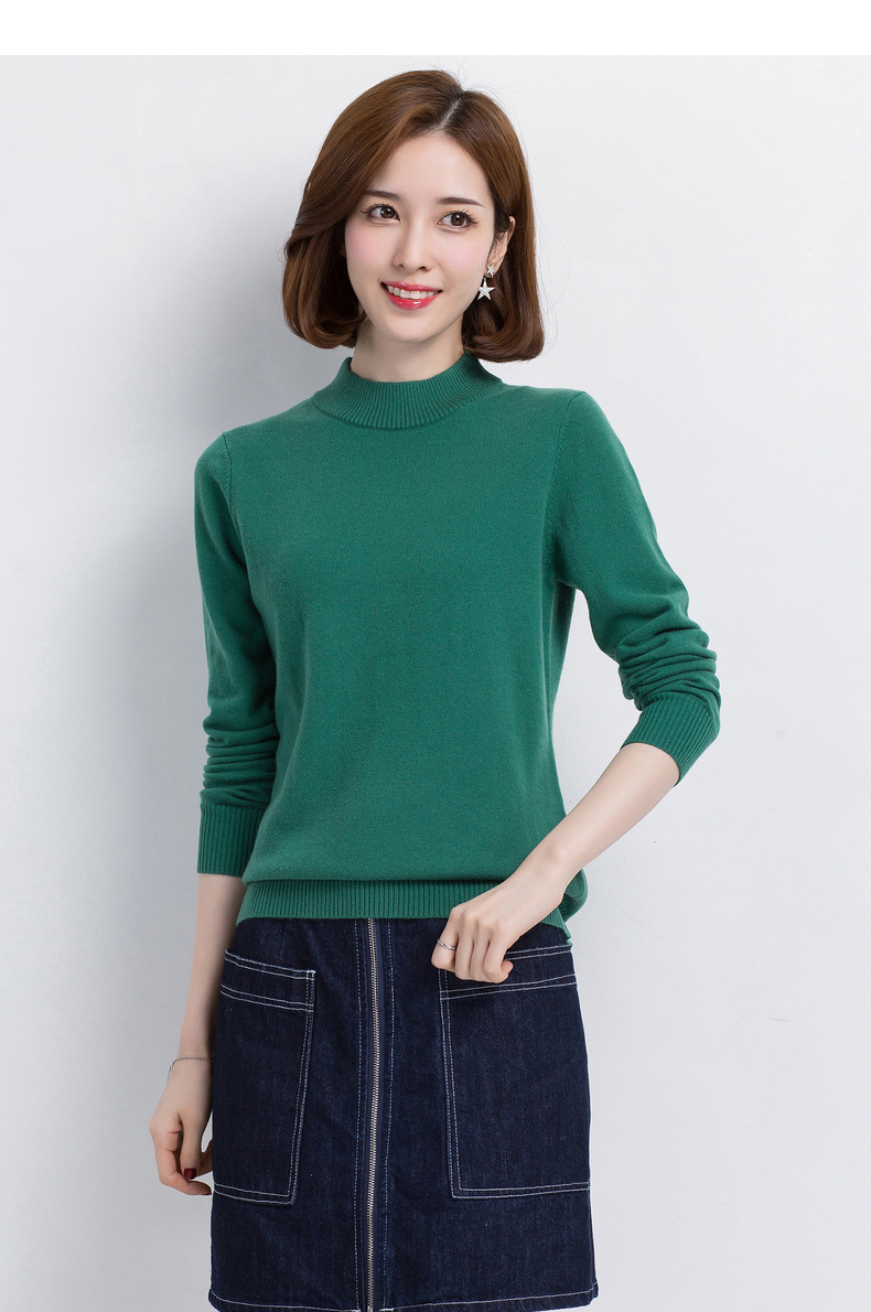 【旗舰店正品】恒源祥羊毛衫女半高圆领2019新款秋冬纯羊毛套头针织衫
