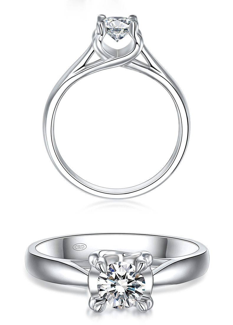 crd/克徕帝钻戒女 18k金钻石送礼四爪戒指钻石戒指结婚求婚戒指