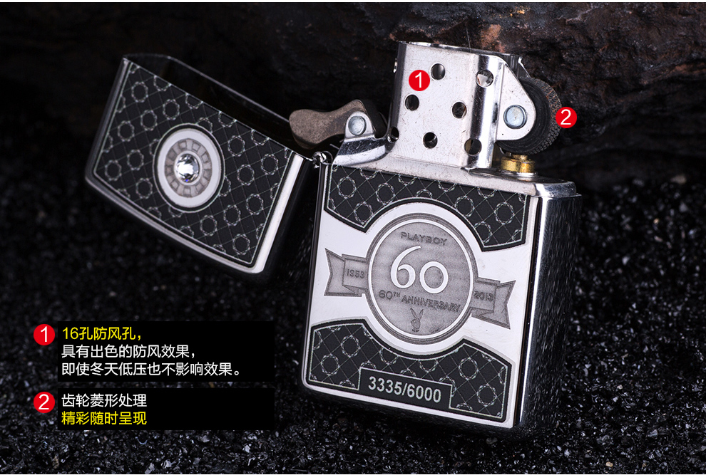 美国zippo打火机芝宝镶钻镜面60周年纪念限量版28735