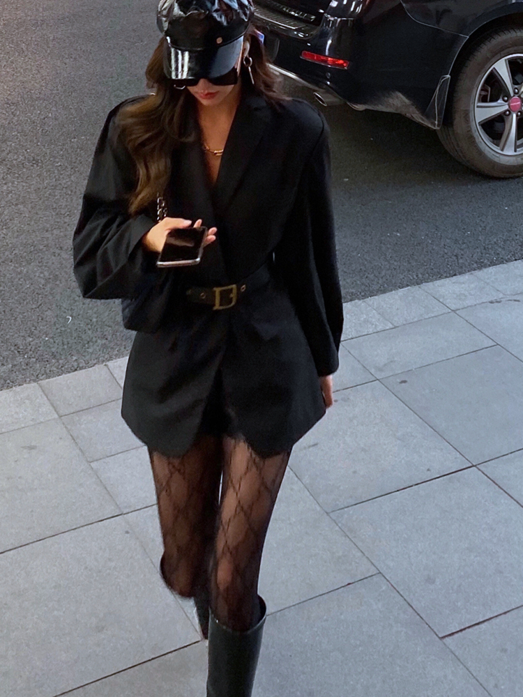 欧美字母丝袜黑色性感连裤网袜女薄款春秋季ins潮牌jk网红走秀款 小g