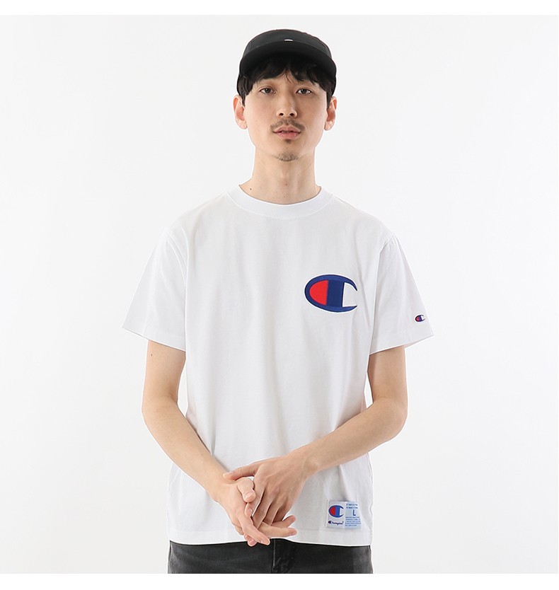 冠军夏季潮流青春短袖运动t恤男士大c标刺绣logo情侣百搭打底衫【价格