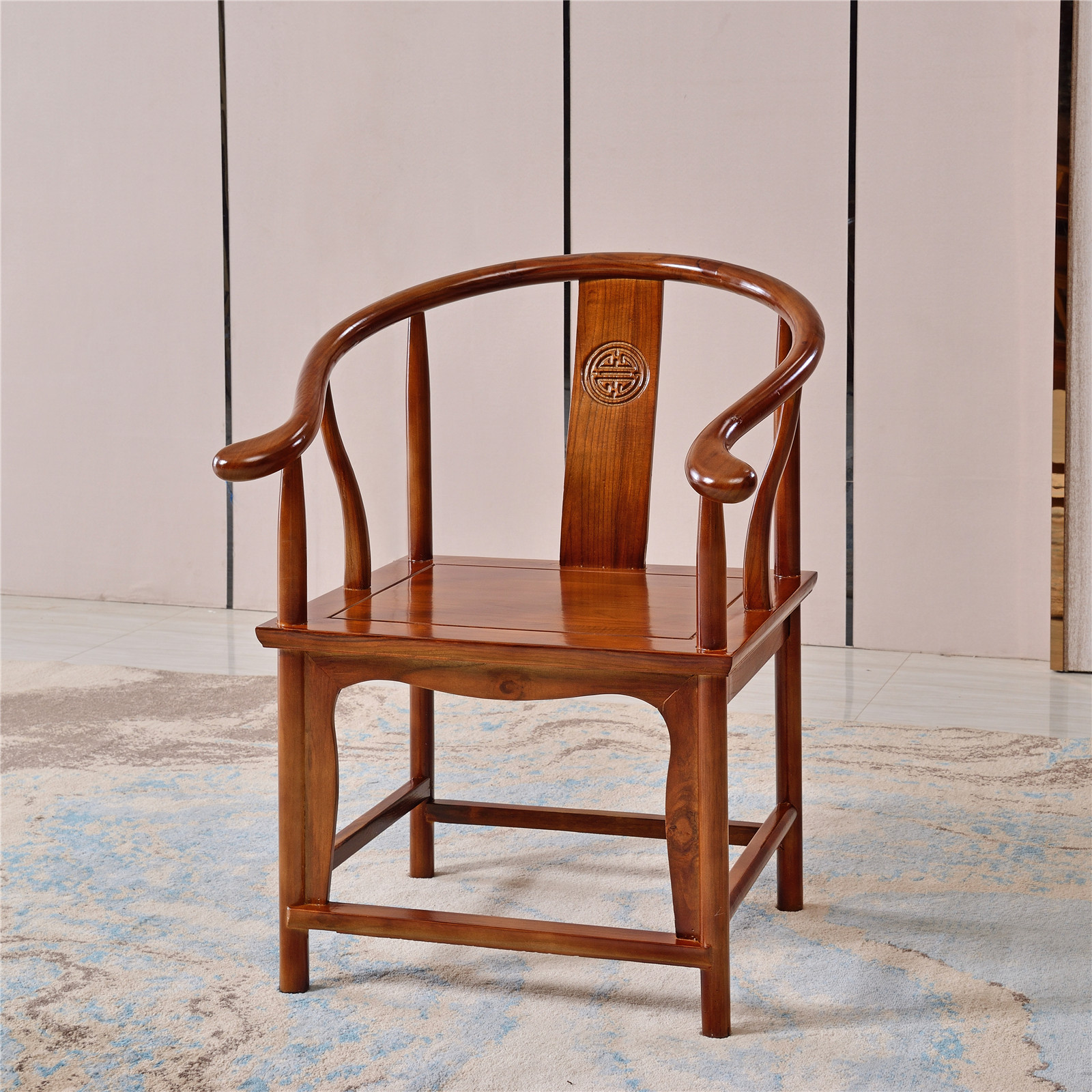 檀星星功夫茶桌椅子背靠椅卷书椅喝茶圈椅实木官帽椅牛角椅围椅兰花椅