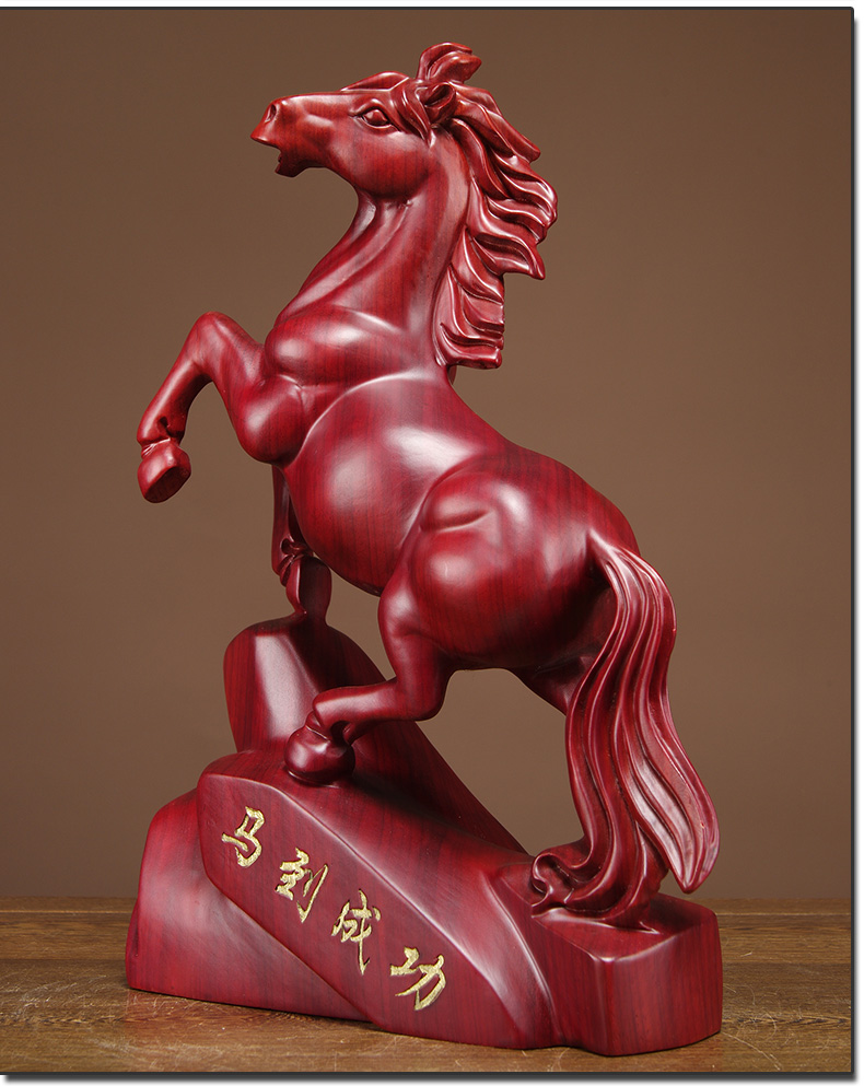 三维工匠红花梨木雕马摆件实木雕刻工艺品红木马摆件木马摆件家居开业