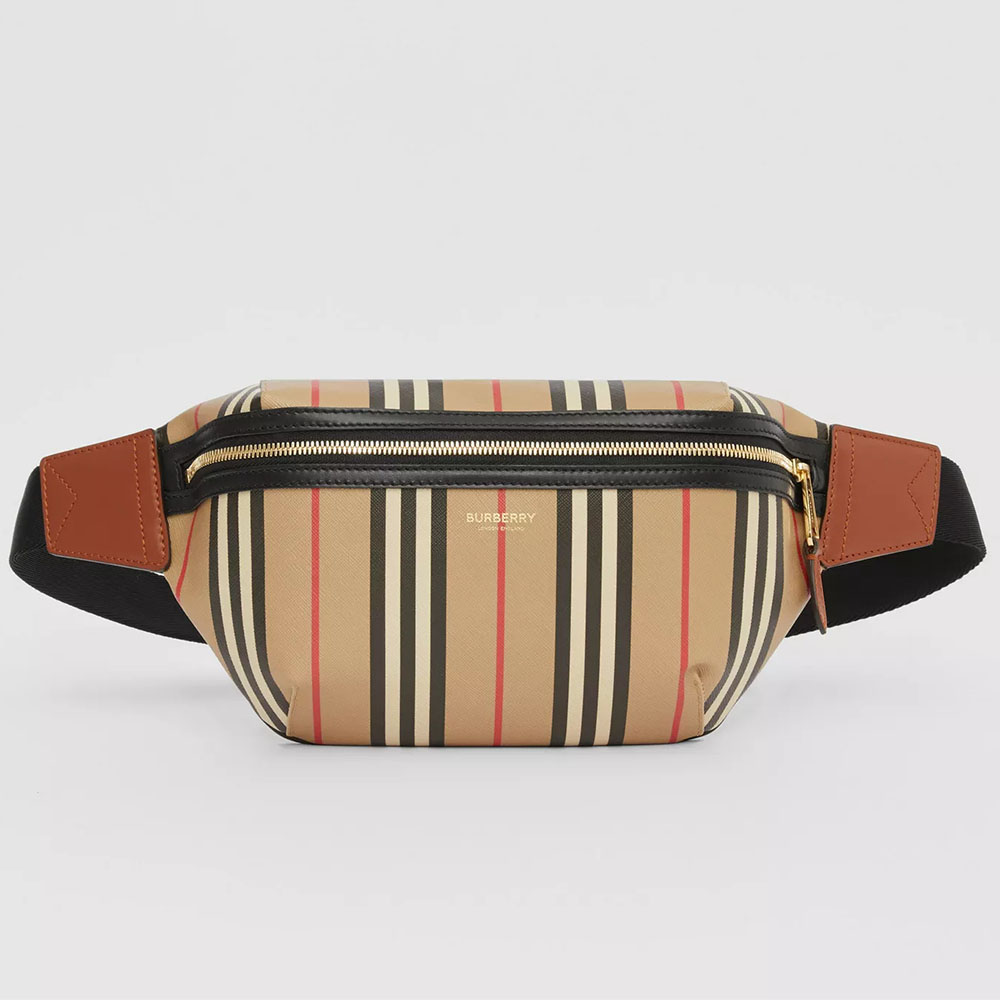 burberry博柏利巴宝莉男女sonny标志性条纹环保帆布苏尼腰包胸包