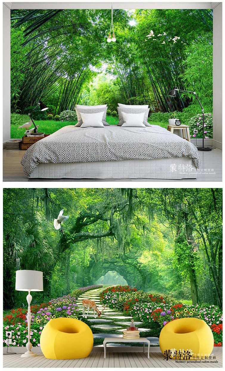3d立体大自然森林风景壁纸8d客厅电视背景墙纸沙影视墙装饰壁画