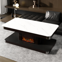 雪中情2025新款烤火桌取暖桌电暖桌电暖炉家用多功能升降茶几电烤桌长方形客厅电炉取暖器电暖器HY25白色岩板仿真火焰款