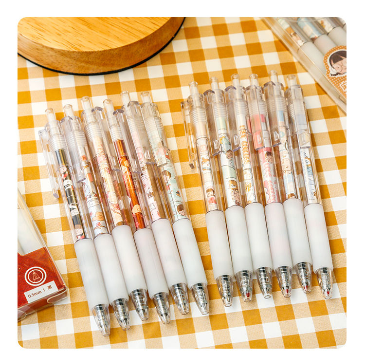 三年二班 麻球透明中性笔ins高颜值学生按动笔少女0.