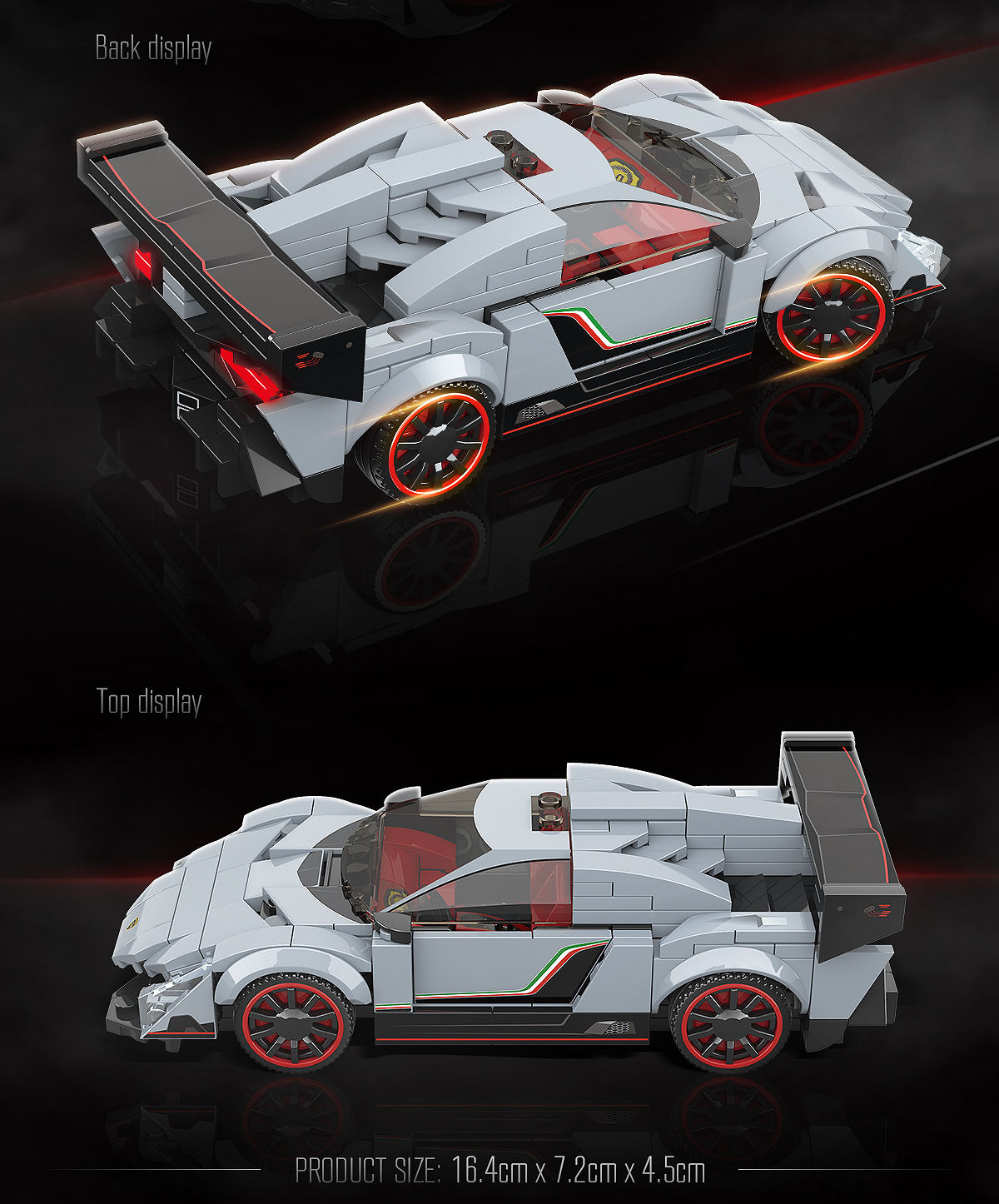 兼容乐高幻影忍者积木兰博基尼跑车拼装汽车模型回力赛车乐高男孩两变