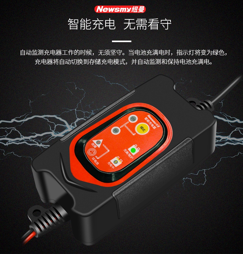 紐曼汽車電瓶充電器6v12v伏摩托車蓄電池全智能自動充電機器