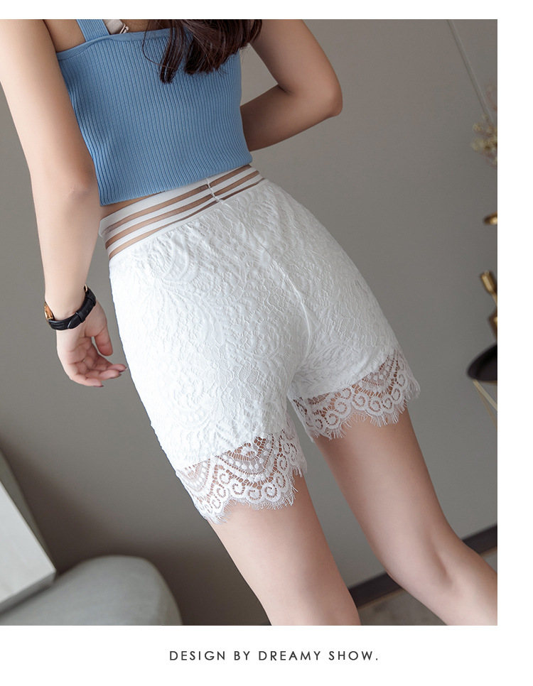 蕾丝安全裤女夏薄款可外穿防走光不卷边大码宽松三分保险打底短裤