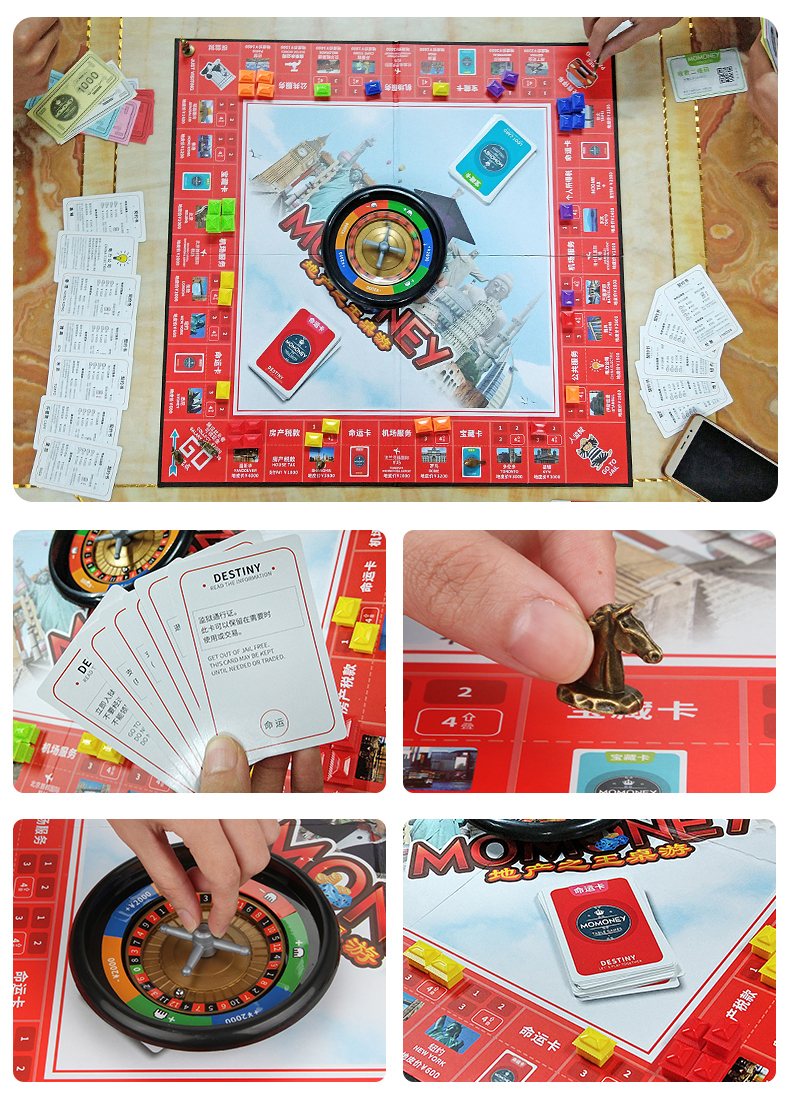 稚气熊(zhiqixiong)棋类8023i 正版地产大富翁游戏棋儿童世界之旅超大