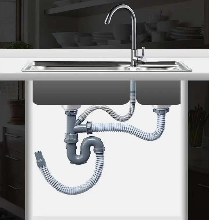 厨房洗菜盆下水管管道配件水槽双槽水池下水器洗碗池排水管子套装