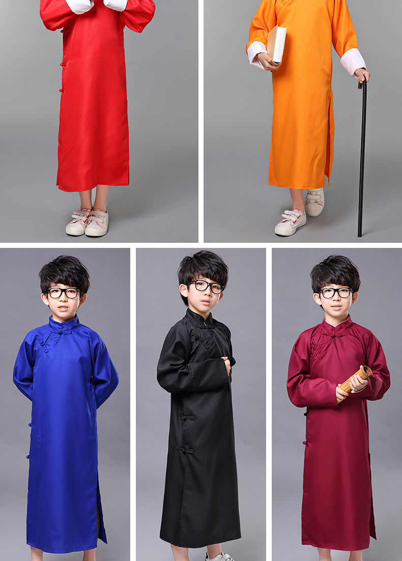 儿童相声大褂相声服装相声服演出服装表演服民国长袍长衫马褂男女 酒
