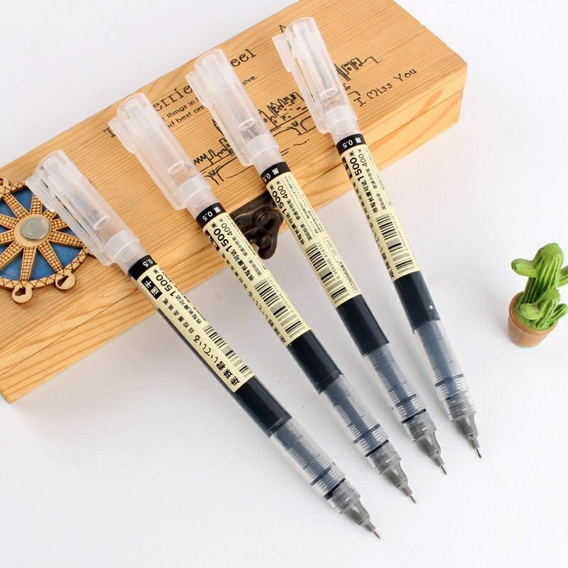 《点石日系直液式中性笔黑色简约学生考试专用走珠笔1500米超长书写