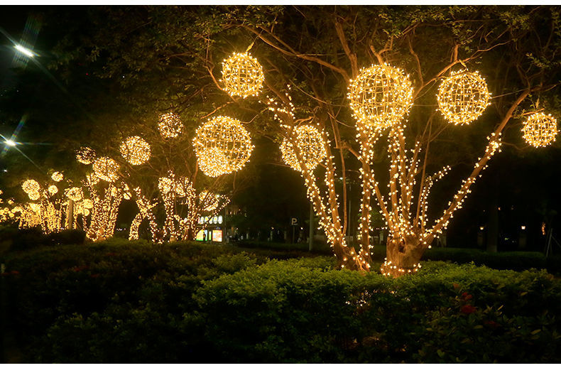 led彩灯挂树灯串灯满天星装饰灯藤球装饰灯户外防水发光球灯圆球暖色