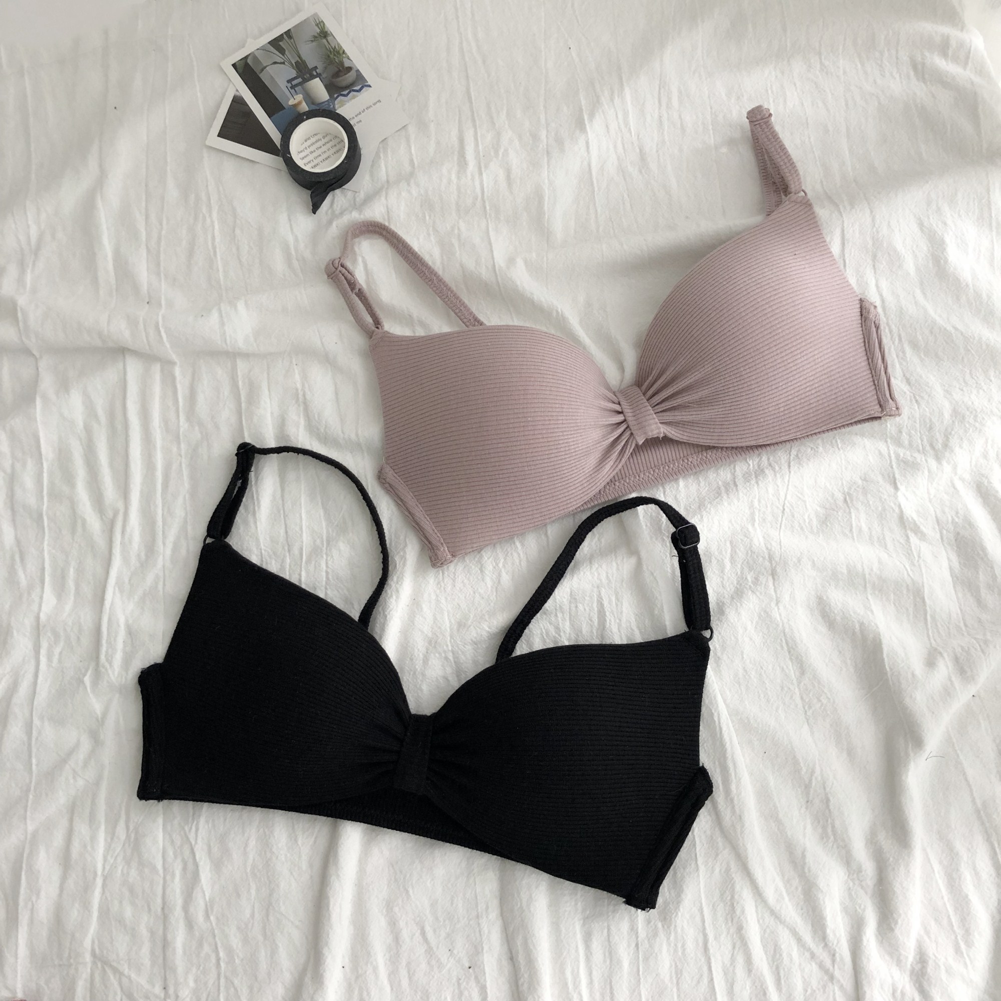 孜牧少女美背内衣女2019新款聚拢无钢圈文胸学生韩版螺纹背心小胸罩潮