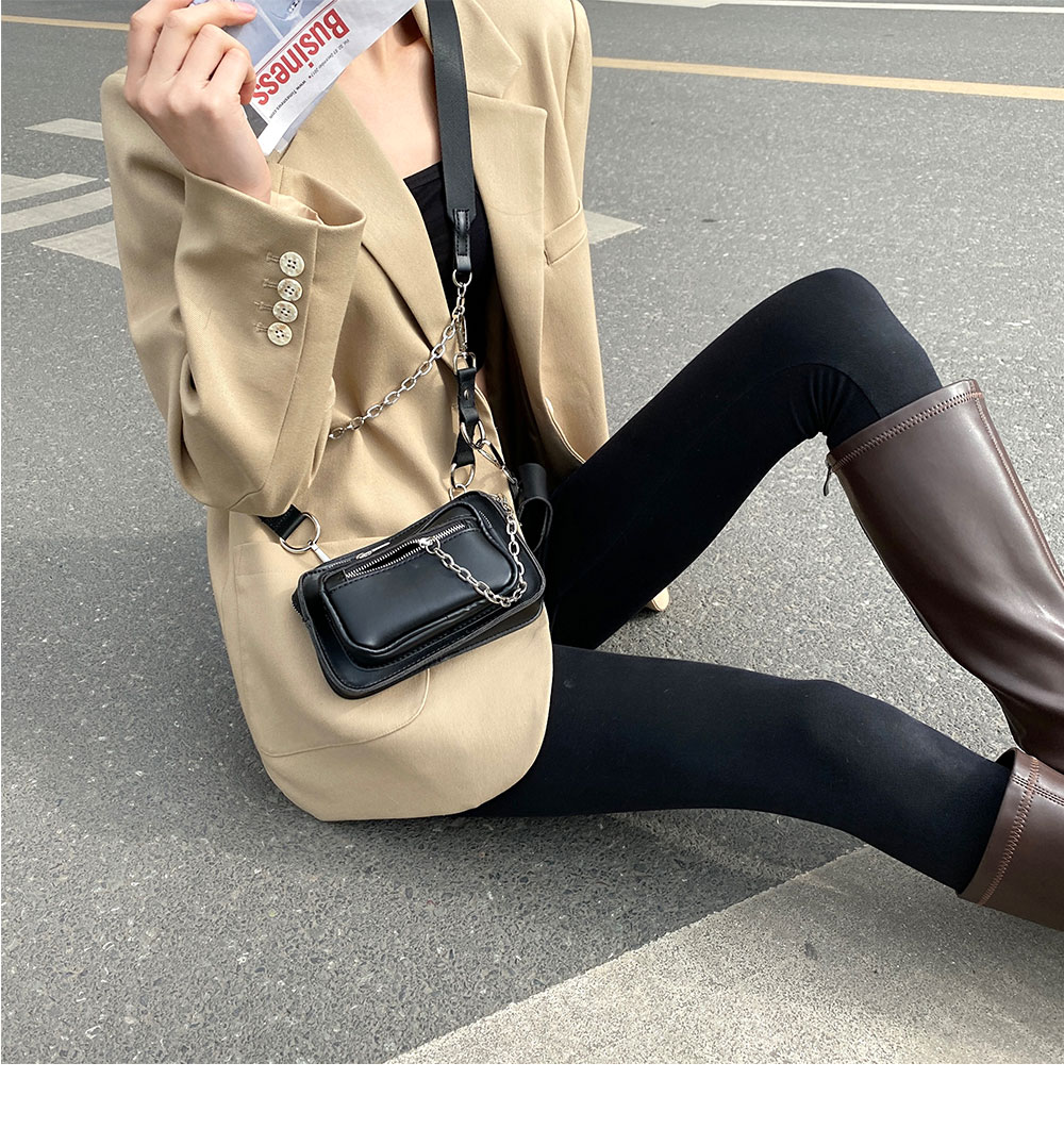 驰宇(chiyu)女士斜挎包1 chiyu日系黑色小众机能酷链条包斜挎单肩胸包