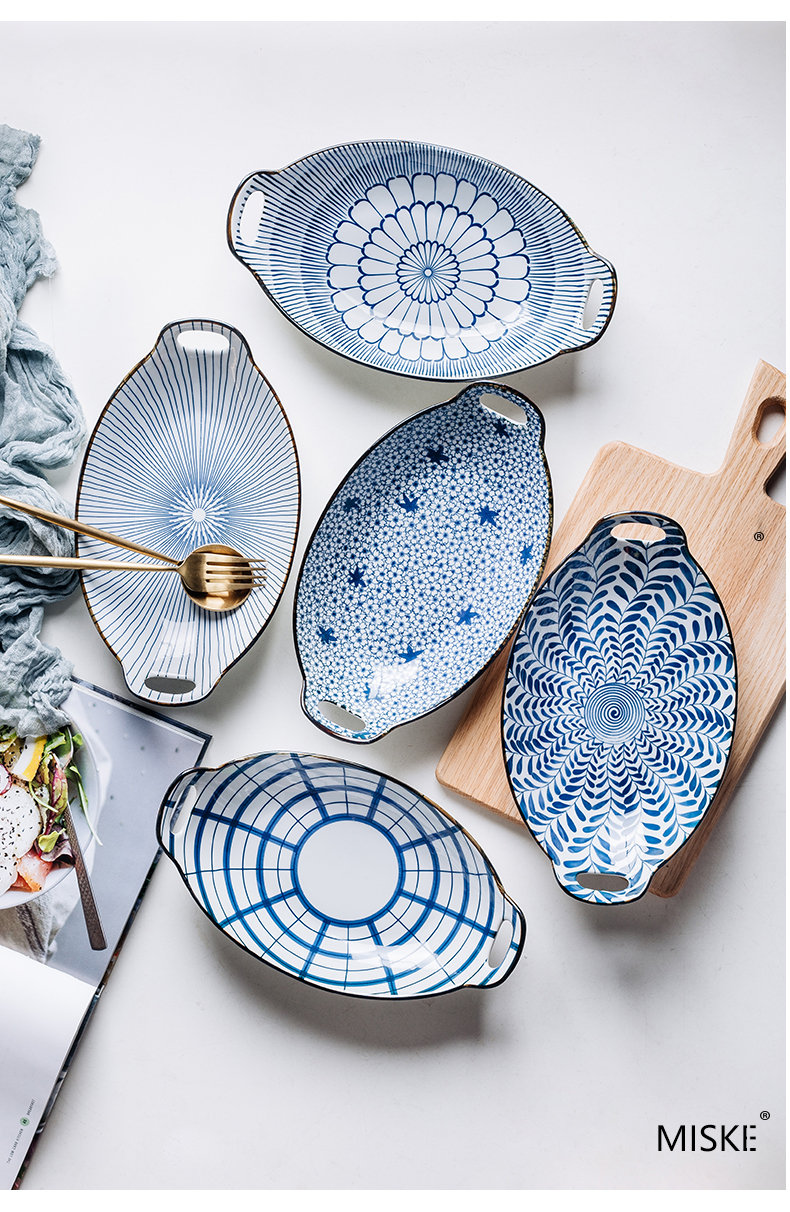 好养道创意双耳船形鱼盘碟子家用大号盘子菜盘日式陶瓷西餐盘烤盘焗饭