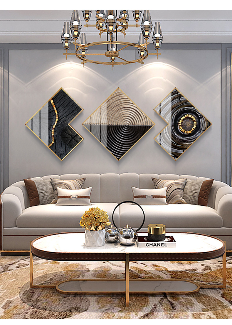 怡茹客厅沙发背景墙装饰画大气组合挂画现代简约壁画轻奢抽象晶瓷墙画