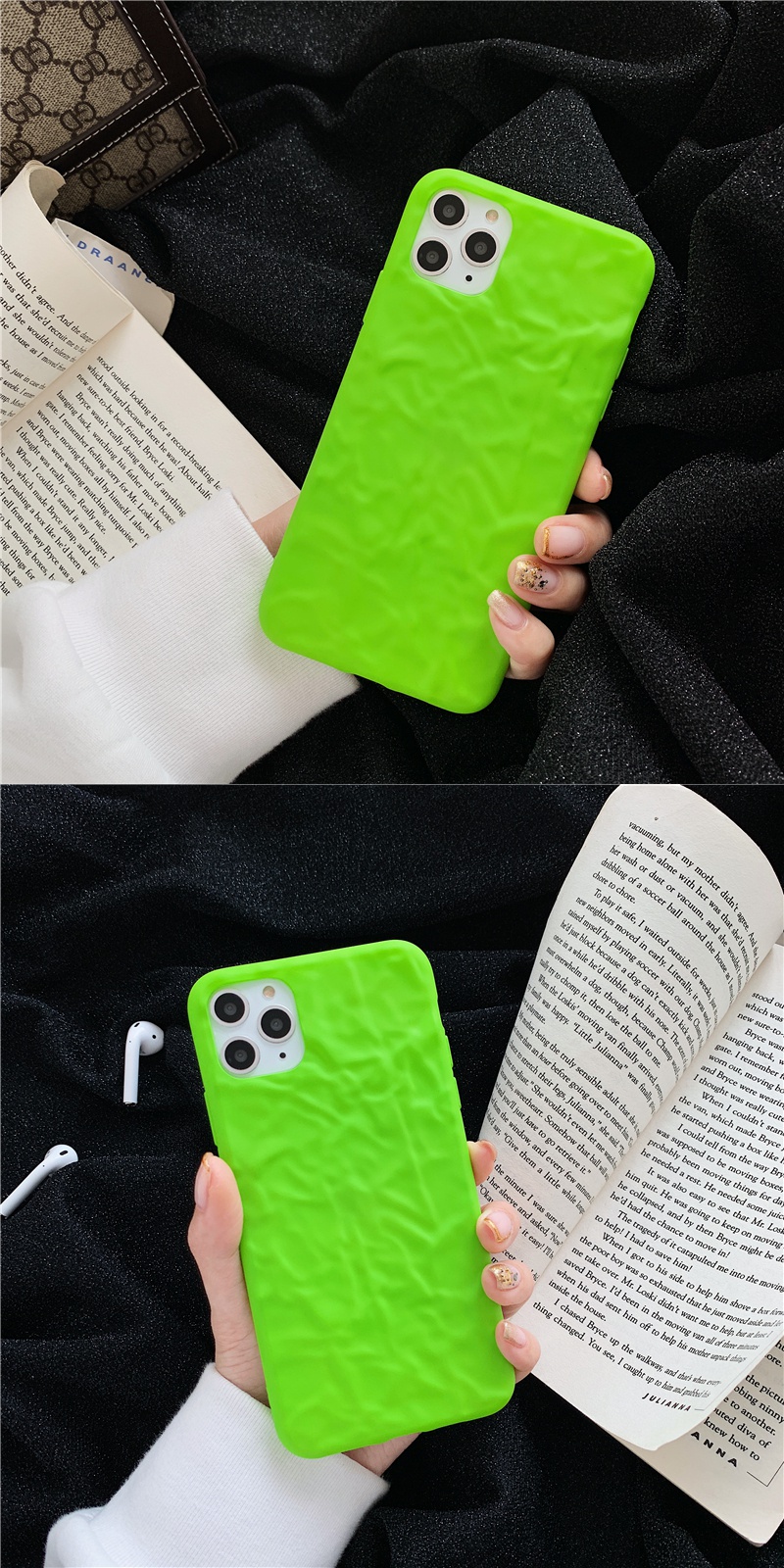 荧光绿荣耀1020手机壳nova3456华为p20p30褶皱mate2030女9x真智力