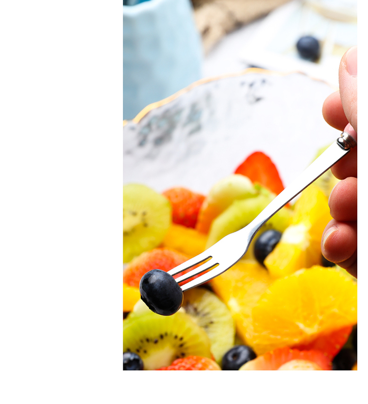 水果叉子不锈钢儿童卡通创意可爱签果插家用吃点心水果小叉子套装餐具