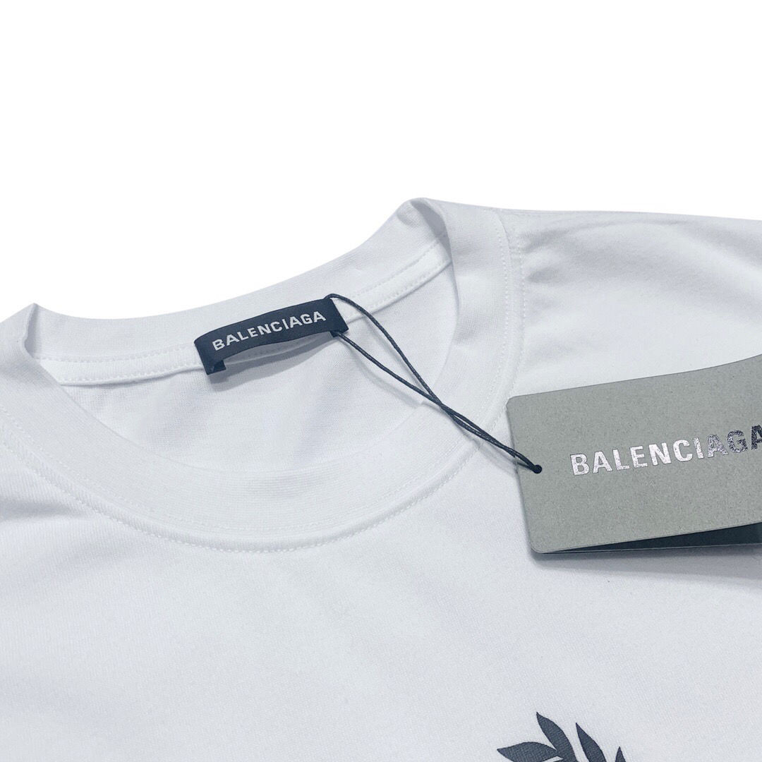 《21ss春夏季新款巴黎bb世家麦穗印花t恤大码宽松男女情侣同款短袖t