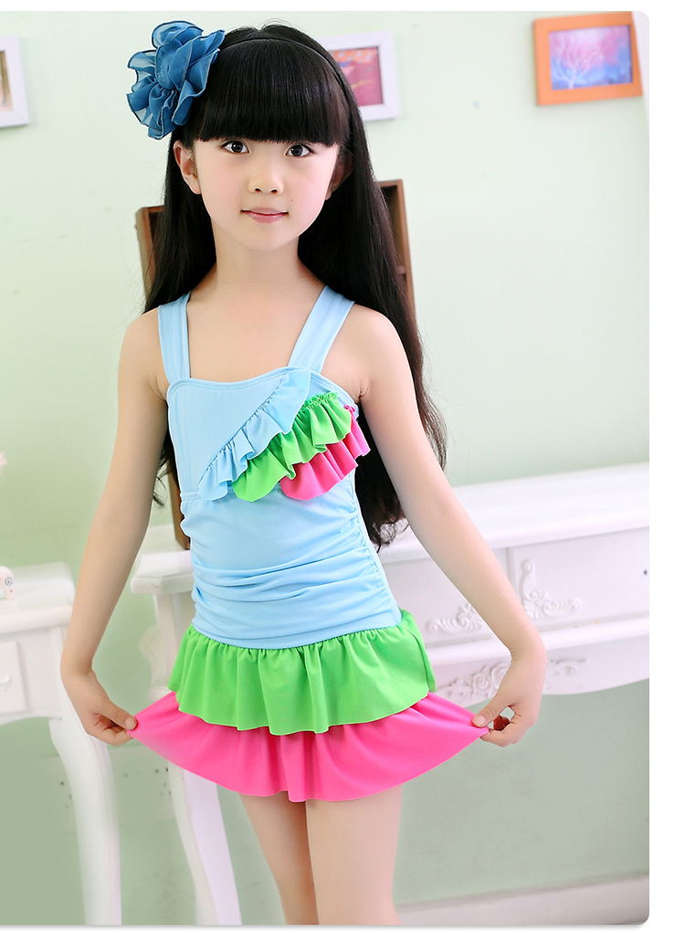 新款女童泳衣韩版儿童女孩泳装宝宝公主裙式连体分体比基尼套装