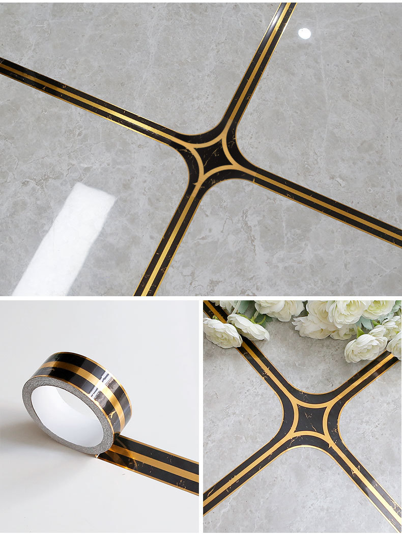 5个装黑金款美缝贴条瓷砖缝隙美化线条贴耐磨地板贴地面美缝贴自粘地