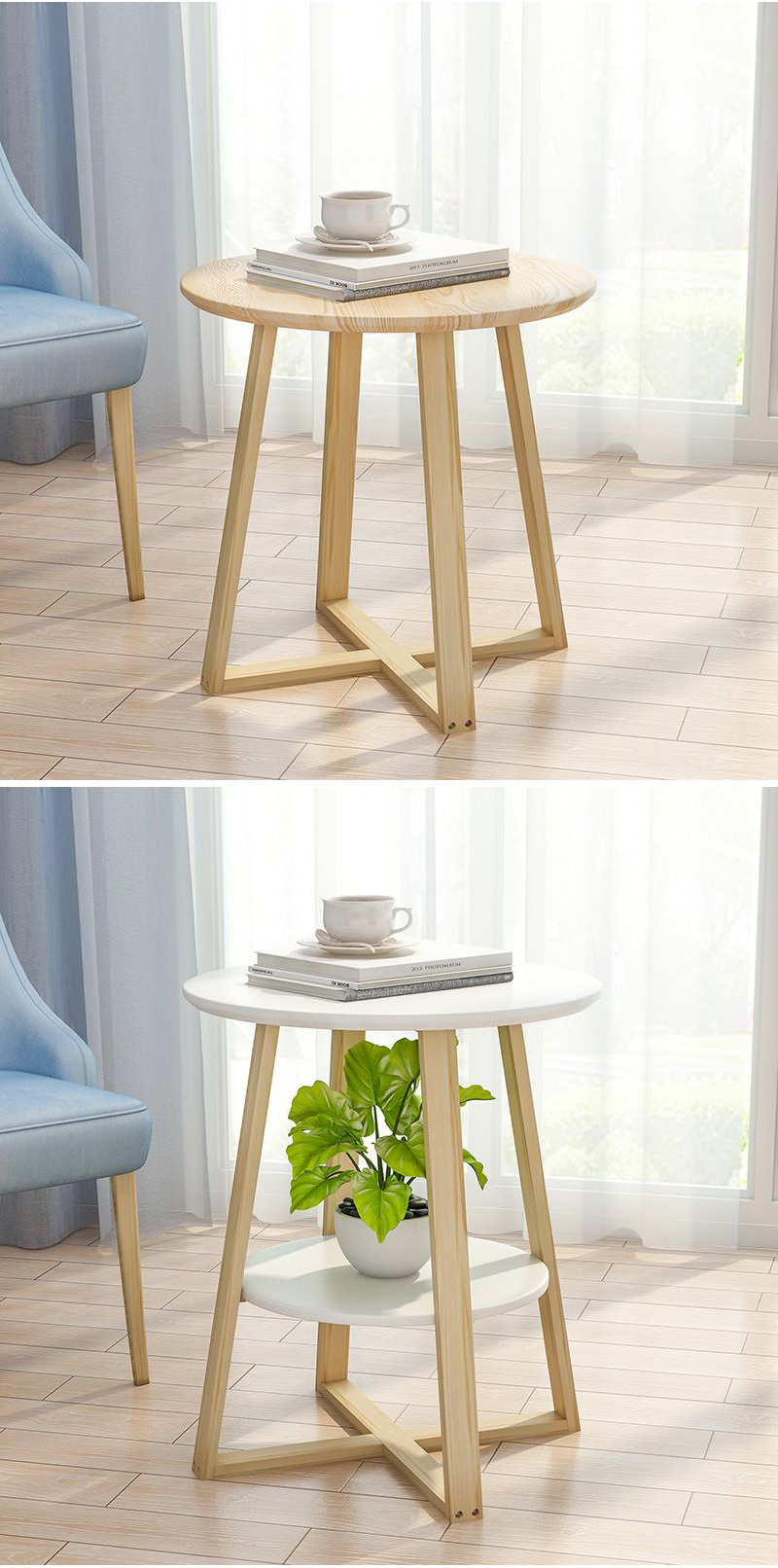 拍照桌子木质简约ins沙发边几摄影小圆桌北欧方桌道具简约小茶几欧因