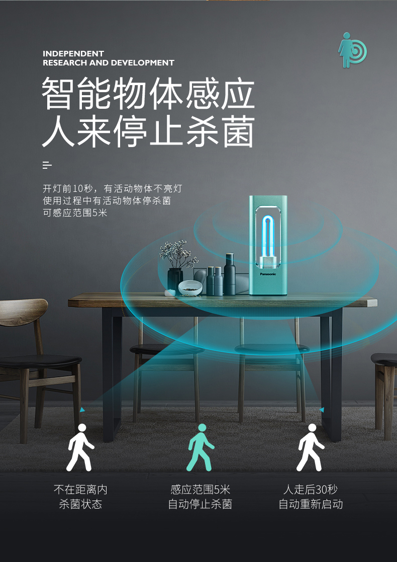 松下panasonicled紫外线杀菌灯大瓦数厨房卧室消毒灯家用除螨蓝光灯管