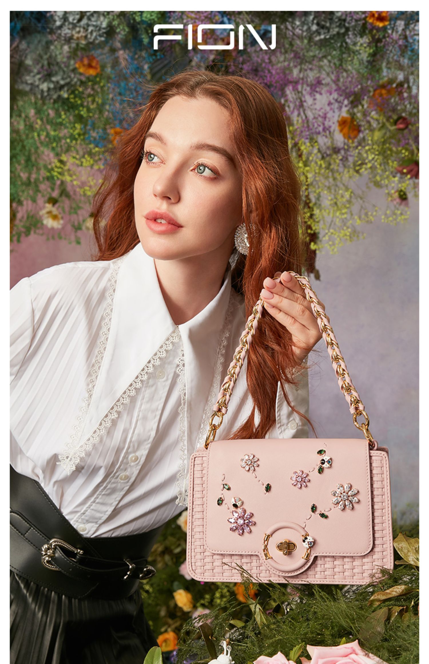 fion菲安妮潮流编织包真皮女包2021新款手提包大容量斜挎单肩包