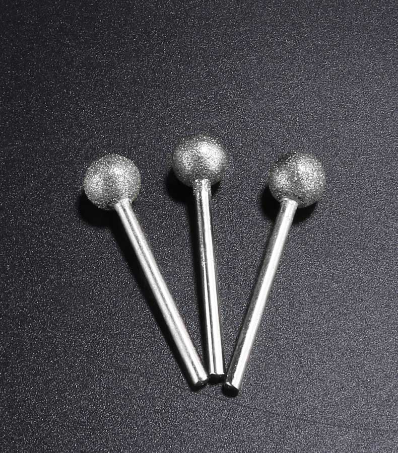 龙洲金刚砂磨头细砂金刚石打磨头玉石磨棒翡翠原石刻电磨头3mm磨针