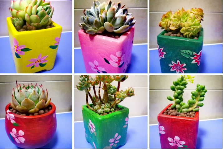 diy涂鸦创意陶瓷手工彩绘制作上色白模小花盆儿童画画白胚非石膏套装1